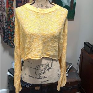 Divided yellow and white cropped sweater